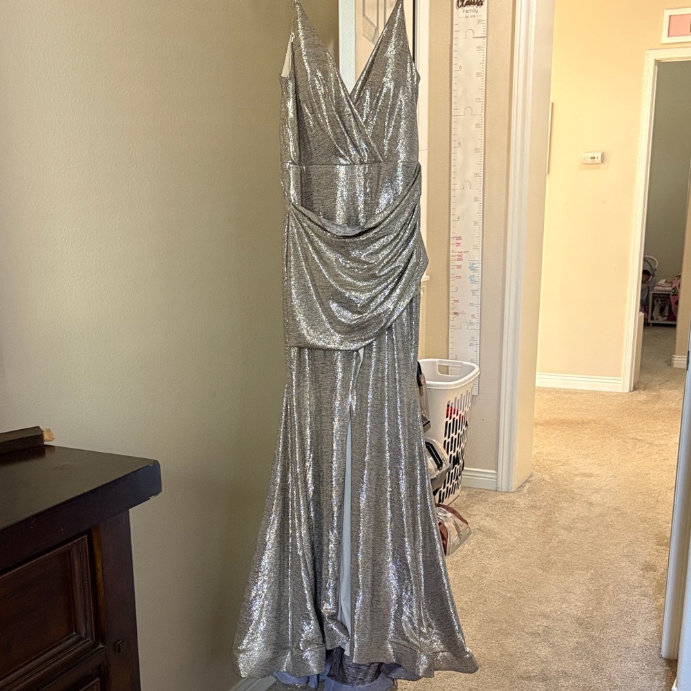Elegant Silver Sequin Gown